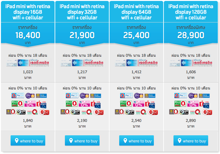 ราคา iPad mini with Retina Display dtac