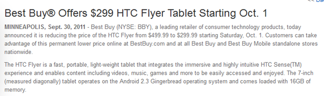 หรือจะเป็นรายต่อไป : BestBuy ตัดราคา HTC Flyer Wi-Fi เหลือ 9,000 บาท