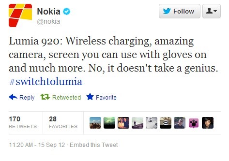 Nokia ออกโรงฉะ iPhone 5 อีกเช่นกัน เเถมใช้สโลเเกน “It doesn’t take a genius” เหมือน Samsung