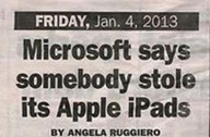 หัวขโมยบุกออฟฟิศ Microsoft ฉกไปแต่ iPad แต่สินค้า Microsoft เองยังอยู่ครบถ้วนสมบูรณ์