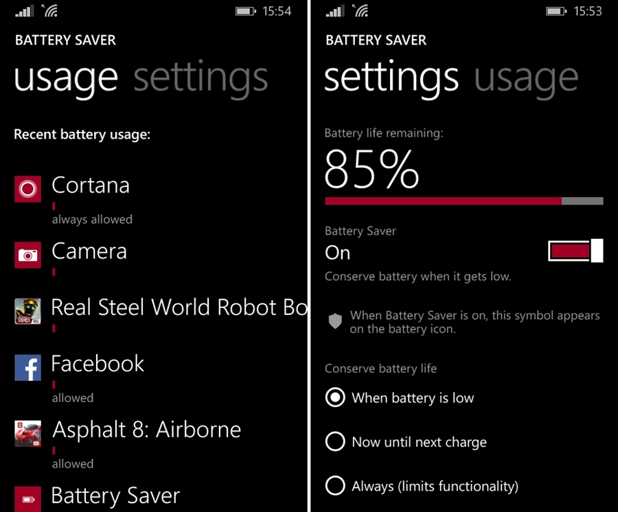 Lumia 630 Battery Saver