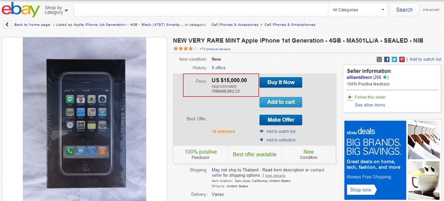 แหม่…ทำไปได้ iPhone 2G มีค่า ขายได้ราคาร่วมห้าแสนบาทบน Ebay !!