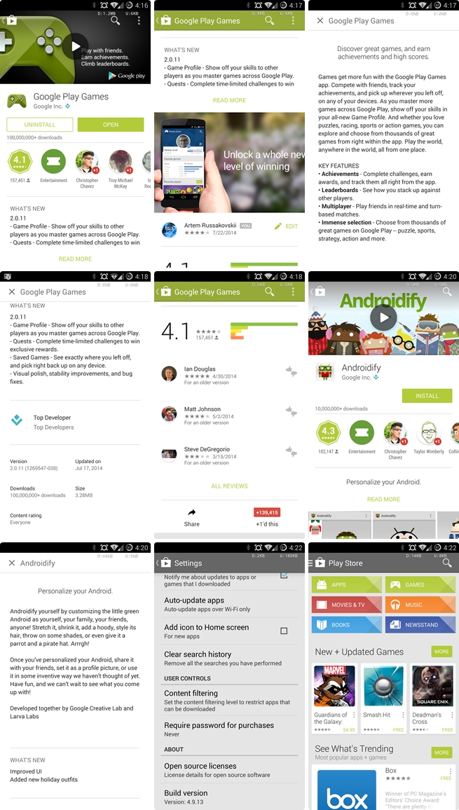 Google Play Store อัพเดตเวอร์ชัน 4.9.13 เน้นดีไซน์แบบ Material เหมือน Android L