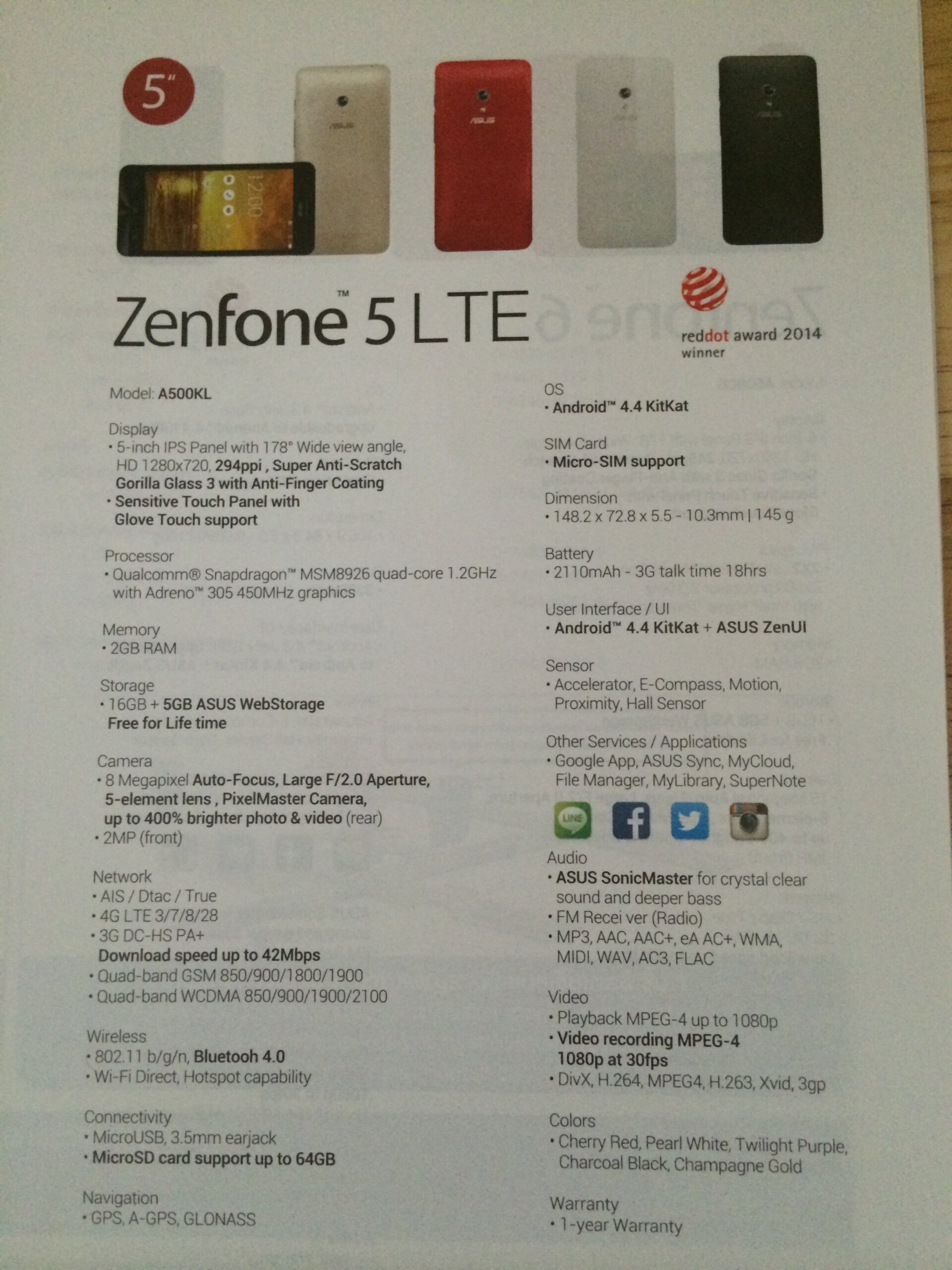 ใกล้ได้เจอแล้ว!! Asus Zenfone 5 LTE โผล่ในโบรชัวร์มือถือ Asus ประเทศไทยซะอย่างนั้น