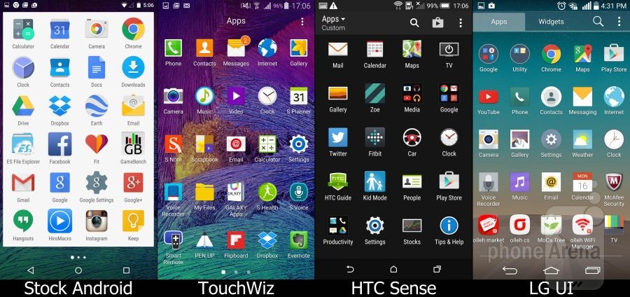 Stock Lollipop vs TouchWiz vs Sense vs LG UI 06