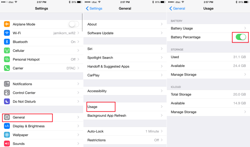 how-to-show-battery-percentage-iphone-6-ios-8