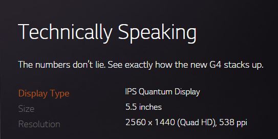 จัดว่าเด็ด!!! LG โฆษณาเปรียบเทียบจอ G4 กับ iPhone 6 Plus บนเว็บไซต์ของตัวเอง