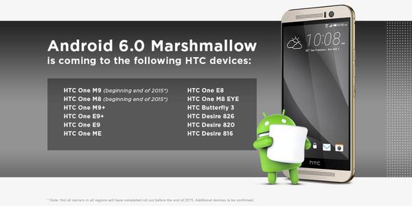 HTC เผยรุ่นโทรศัพท์มือถือที่ได้อัพเดต Android 6.0 Marshmallow แล้วจ้า!!