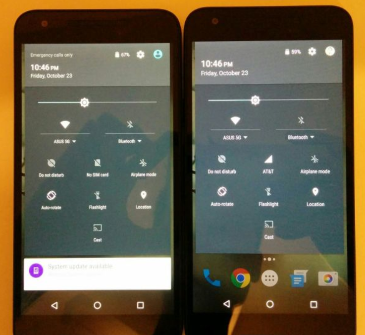 Replacement Nexus 5X on left affected unit on the right