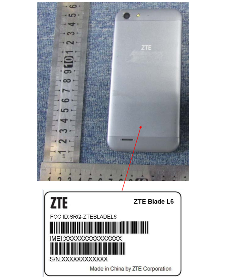 FCC label positioning for the ZTE Blade L61