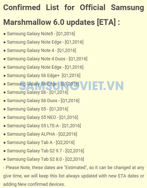 Samsung ปรับเลื่อนแผนการอัพเดต Android 6.0 Marshmallow ของ Note 5 และอีกหลายรุ่นออกไปเป็น ต้นปีหน้าแทน