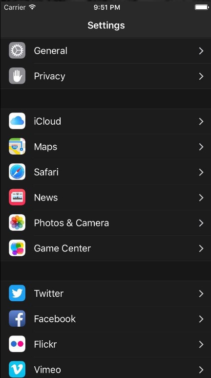 Dark Mode in the Settings app of iOS 10 Mysterious new toggle in Control Center 3
