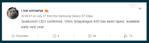 Qualcomm Snapdragon 830 10 nm