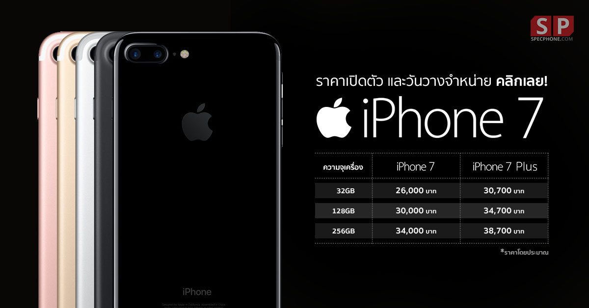  iPhone 7, iPhone 7 Plus, iPhone 6s, iPhone 5s และ iPhone SE