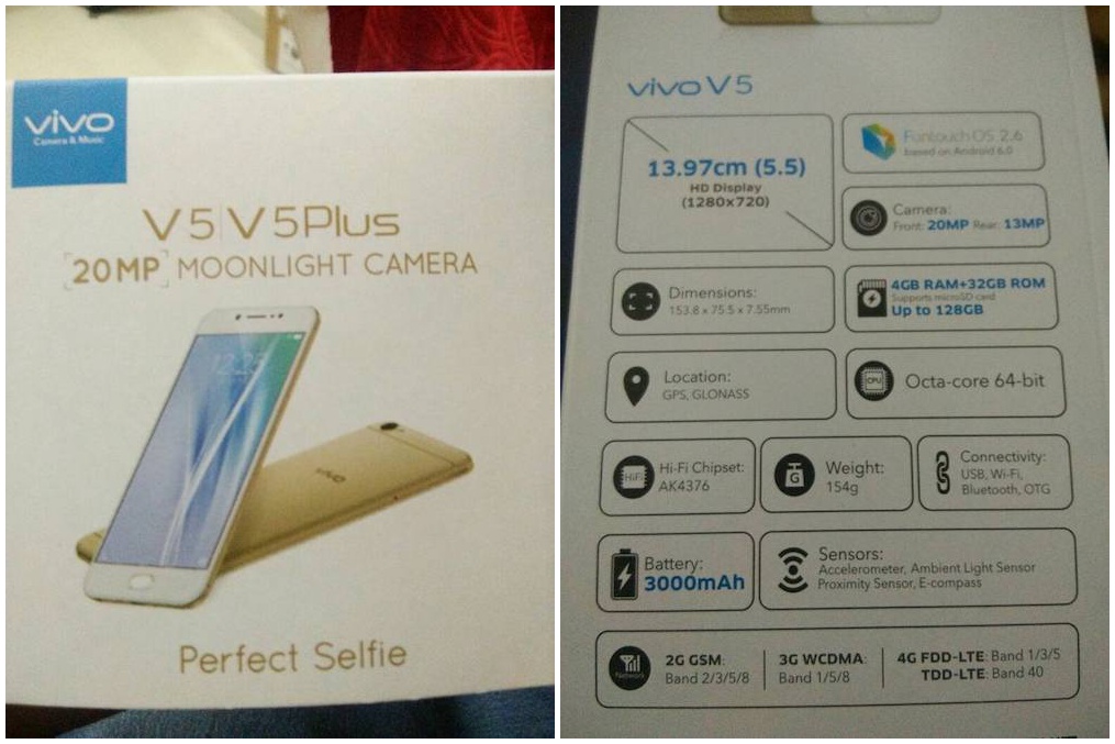 Perfect Selfie ตัวจริงของตัวจริง!! หลุดสเปค Vivo V5 และ V5 Plus มาพร้อมกล้องหน้า 20 ล้าน