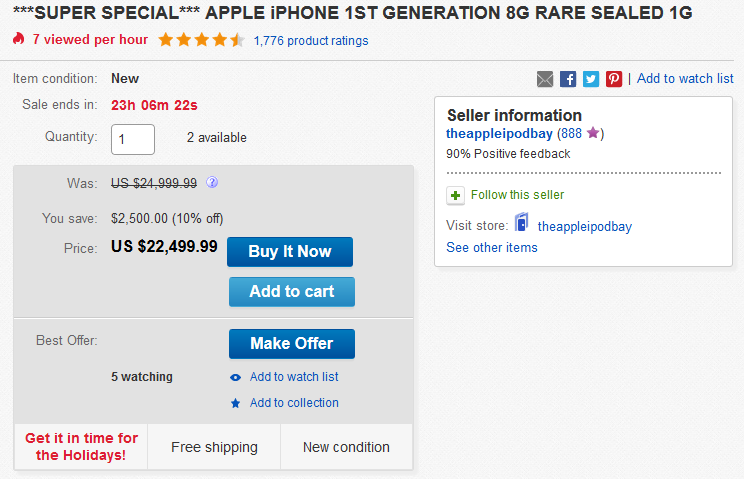 Original Apple iPhone in a sealed box goes for big bucks at eBay