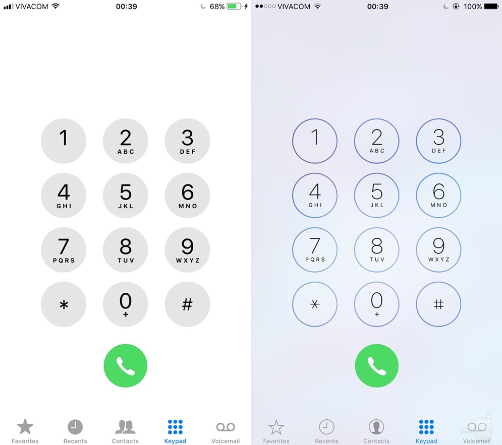 Dialer---iOS-11-left-vs-iOS-right