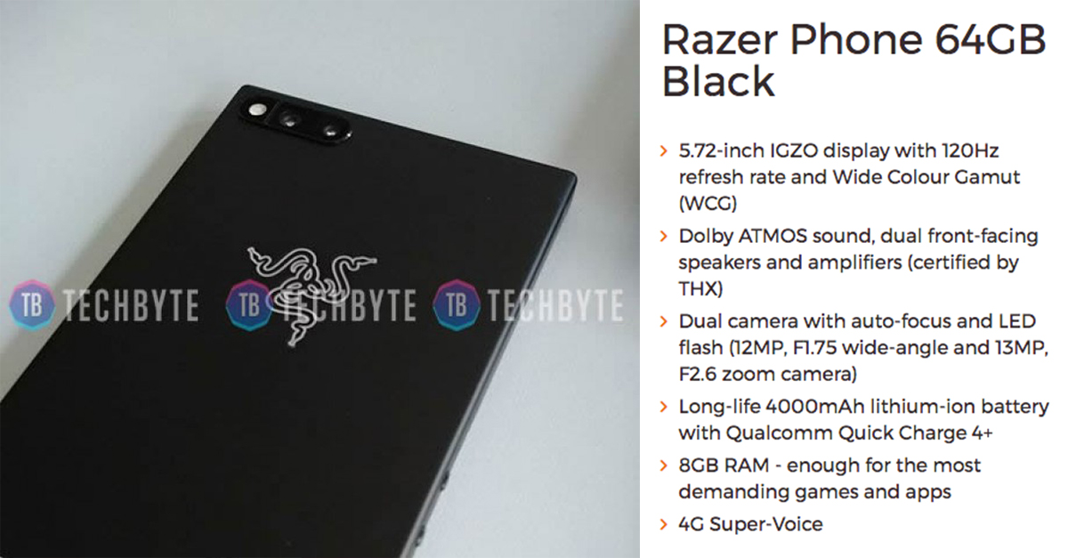 หลุดสเปค Razer Phone มือถือที่เล่นเกมได้ลื่นที่สุดด้วยจอ 120 Hz