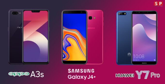 เปรียบเทียบ สเปค Samsung Galaxy J4 Plus, OPPO A3s และ HUAWEI Y7 Pro 2018 [ราคาไม่เกิน 5,000 บาท]