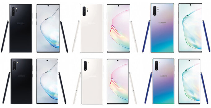 รวมภาพเรนเดอร์ Samsung Galaxy Note 10 และ 10+ แบบมาครบ 3 เฉดสี