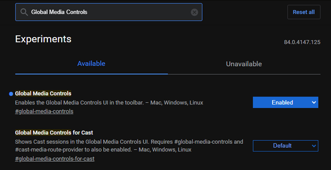 chrome flags Global Media Controls how to