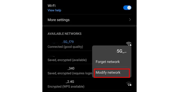 เชื่อมต่อ WiFi ไม่ได้ modify network