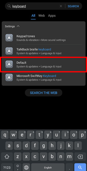 เปลี่ยนแป้นพิมพ์ keyboard android setting search