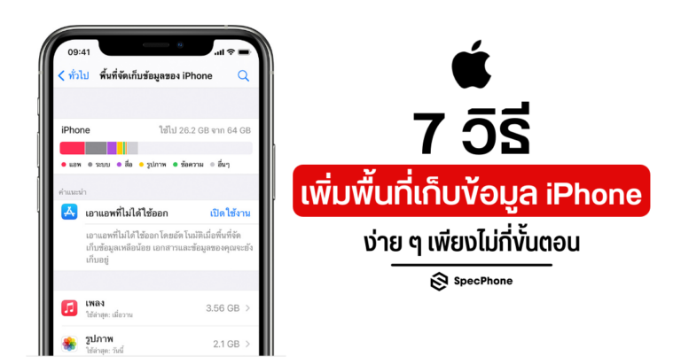 เพิ่มพื้นที่เก็บข้อมูล iPhone