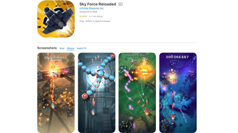 เกมออฟไลน์มือถือน่าเล่น ios android sky force reloaded