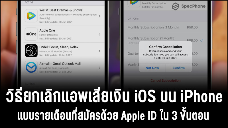 ยกเลิกแอพเสียเงิน Ios บน Iphone แบบรายเดือนที่สมัครด้วย Apple Id ใน 3  ขั้นตอน