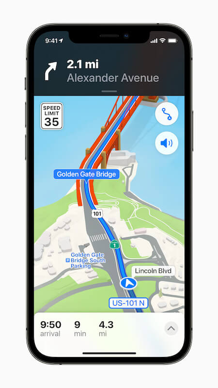 Apple iPhone12Pro iOS15 maps navigation 060721