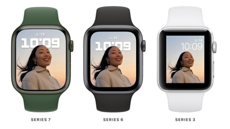 เปรียบเทียบสเปค Apple Watch Series 7 vs Apple Watch Series 6 รุ่นไหนดี ขนาด