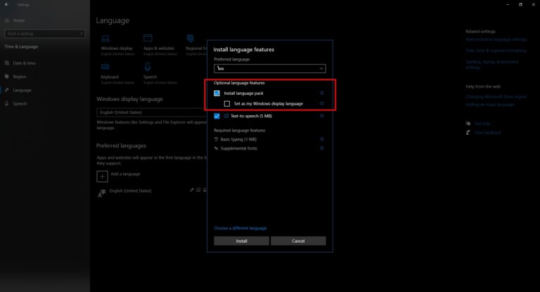 how to change language windows 10 05