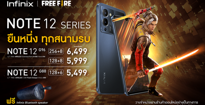 Infinix จัดเต็ม! เปิดตัวพร้อมขายมือถือเกมมิ่ง NOTE 12 เริ่ม 2 มิ.ย.นี้กับชิปเซ็ต Helio G96 หน้าจอ AMOLED ขนาดใหญ่ 6.7 นิ้ว FHD+ เริ่มต้นเพียง 5,999 บาท