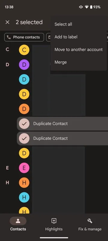 merge duplicate contacts on android manually 3