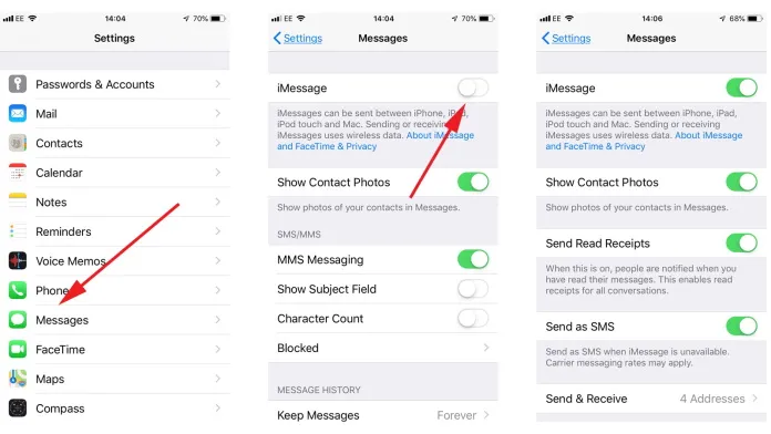 how to enable imessage on iphone setup
