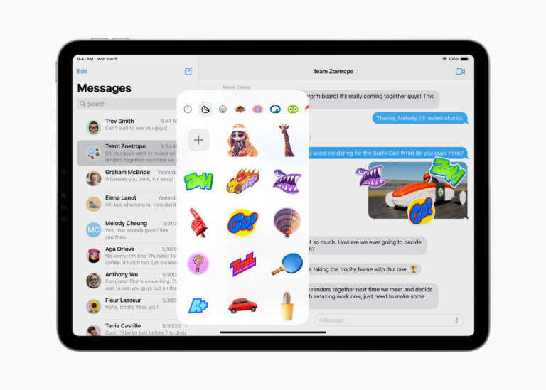 Apple WWDC23 iPadOS 17 Messages stickers 230605