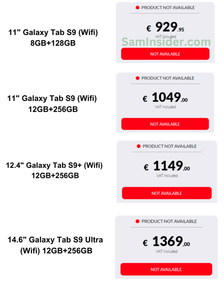 tab s9 prices
