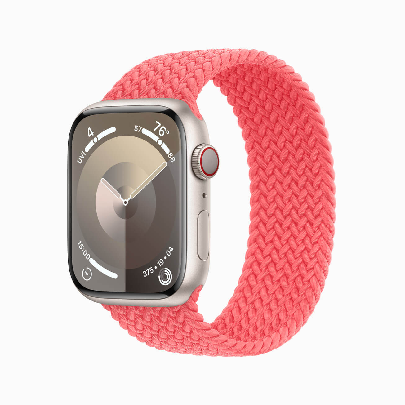 Apple Watch S9 starlight aluminum braided Solo Loop guava 230912