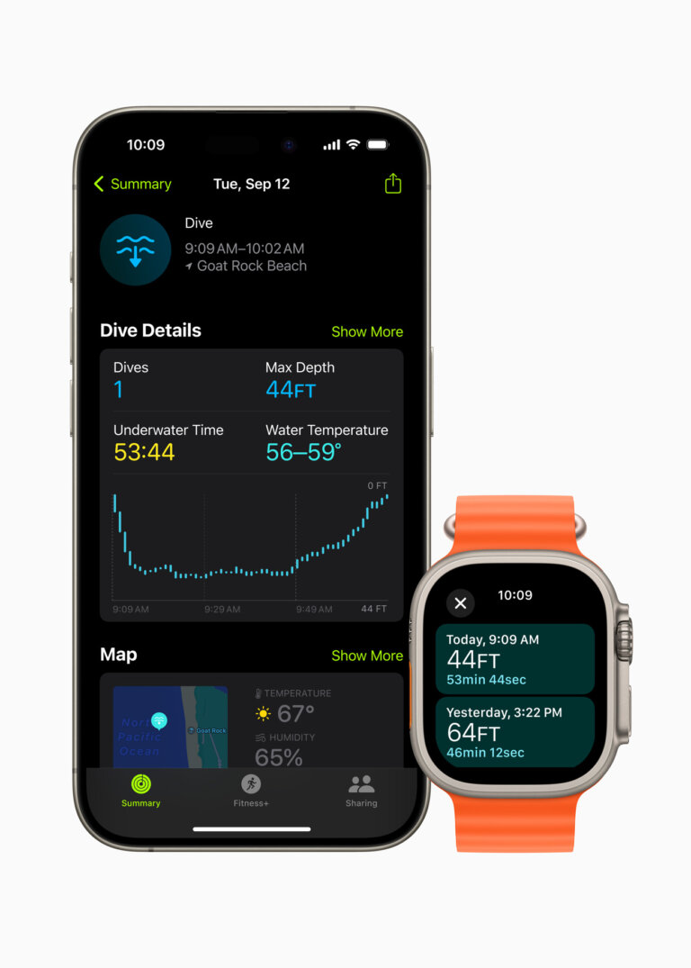 Apple Watch Ultra 2 Depth app summary iPhone 15 Pro 230912