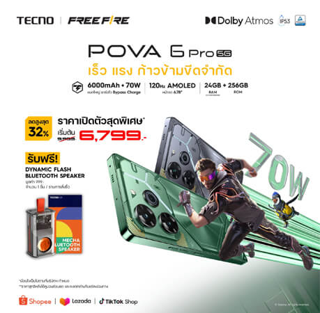สรุปสเปค TECNO POVA 6 Pro 5G ราคา ล่าสุด รีวิว เปิดตัว เข้าไทย ขาย 2024 1