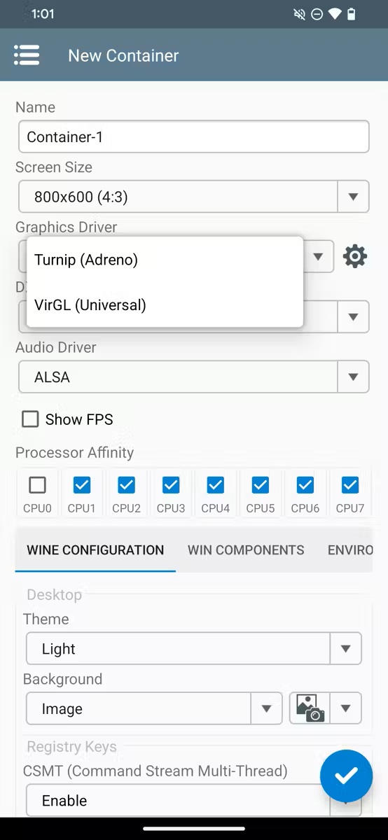 winlator graphics driver option