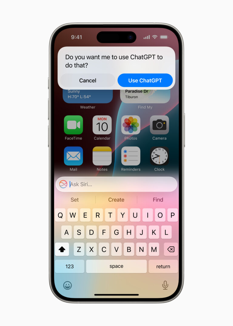 Apple WWDC24 Apple Intelligence Siri ChatGPT request 240610