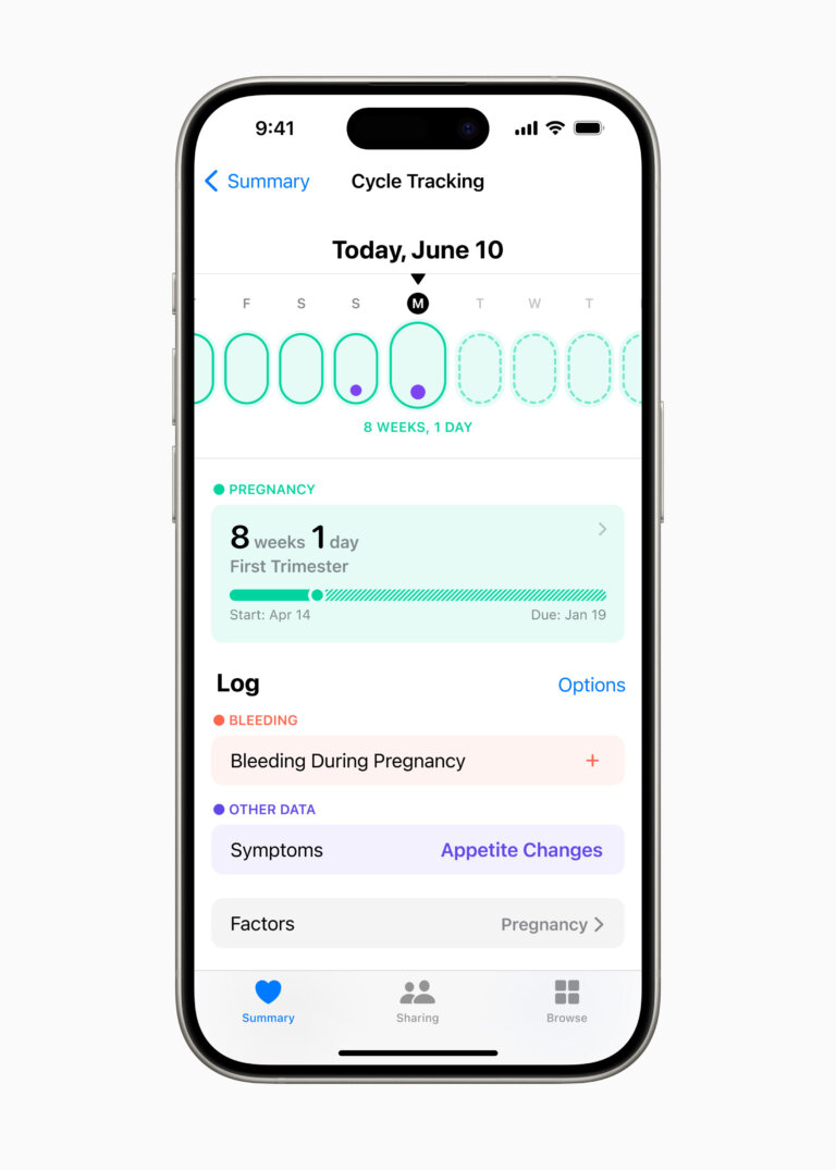Apple WWDC24 iOS 18 Health app data during pregnancy 240610