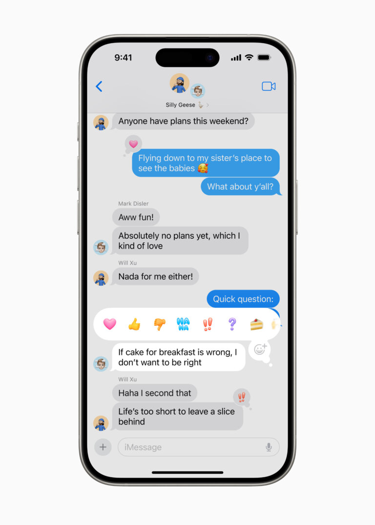 Apple WWDC24 iOS 18 Messages Tapbacks 240610
