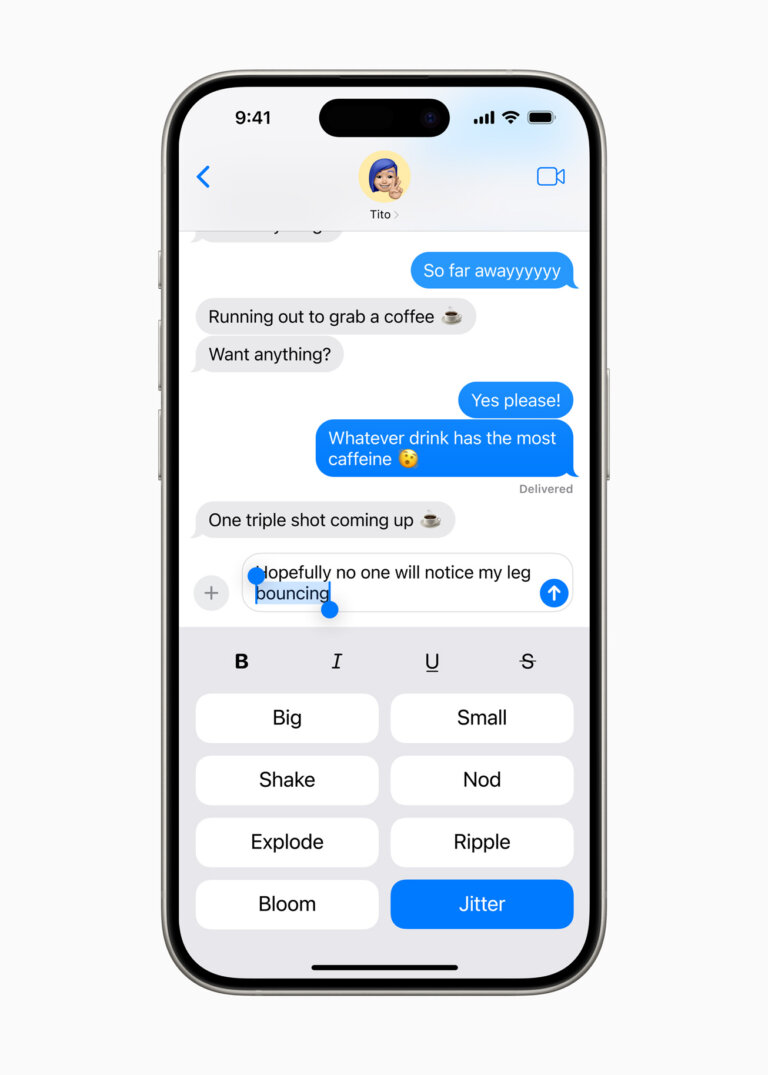 Apple WWDC24 iOS 18 Messages animated effects 240610