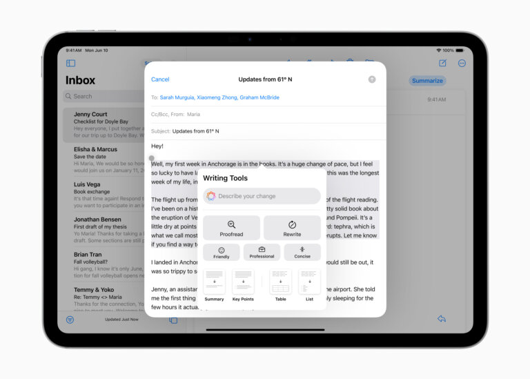 Apple WWDC24 iPadOS 18 Mail Writing Tools 240610