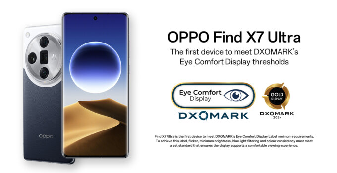 OPPO Find X7 Ultra เป็นรายแรกที่ได้รับเครื่องหมาย DXOMARK Eye Comfort Display