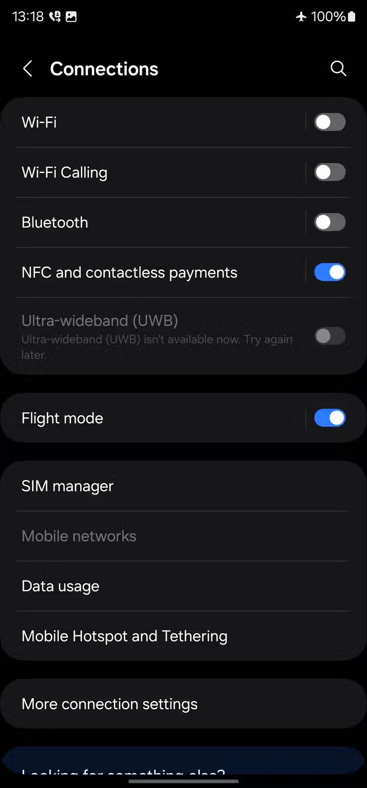 samsung settings connections