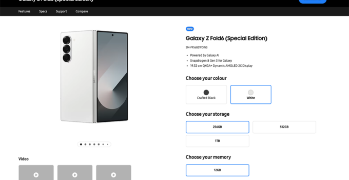 หลุดข้อมูล Samsung Galaxy Z Fold6 (Special Edition) ก่อนเปิดตัว อาจเริ่มเปิดจองปลายเดือนนี้